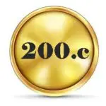 A gold coin with the word " 2 0 0. C ".