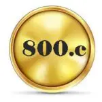 A gold coin with the word " 8 0 0. C ".
